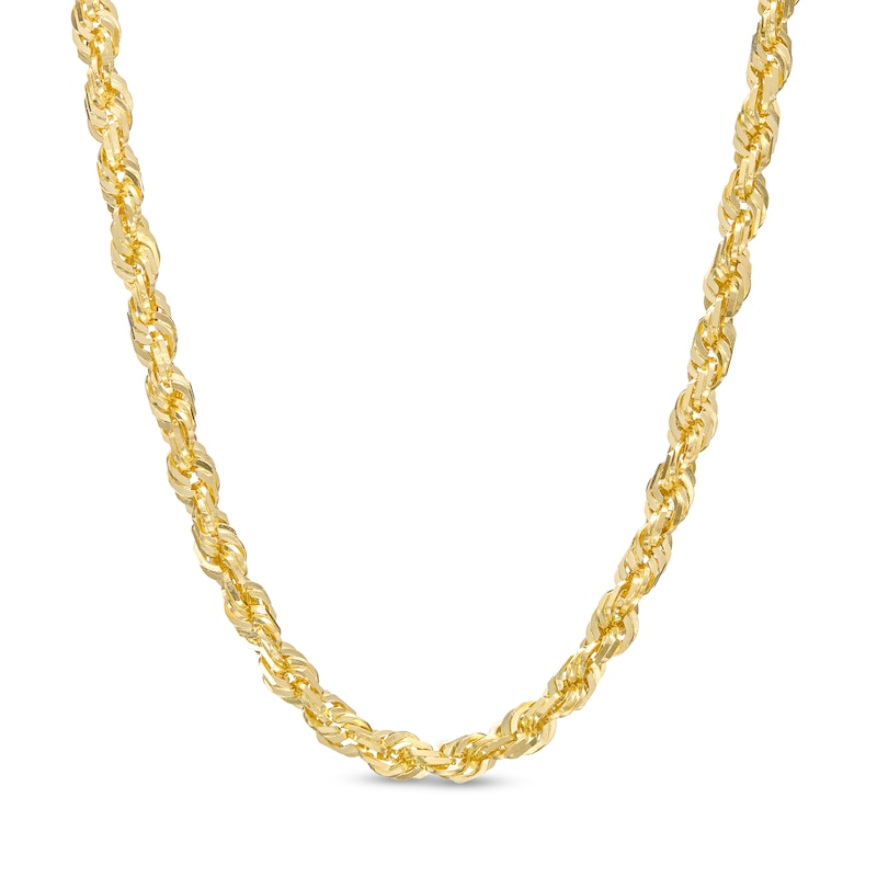 Main Image 1 of 3.85mm Glitter Rope Chain Necklace in Solid 14K Gold - 26"