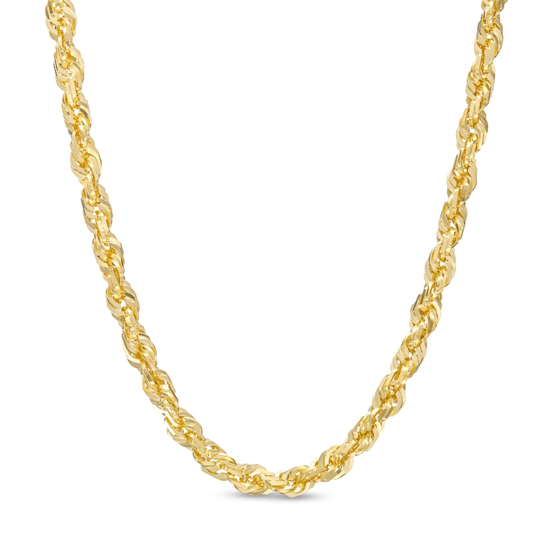 3.85mm Glitter Rope Chain Necklace in Solid 14K Gold - 26"