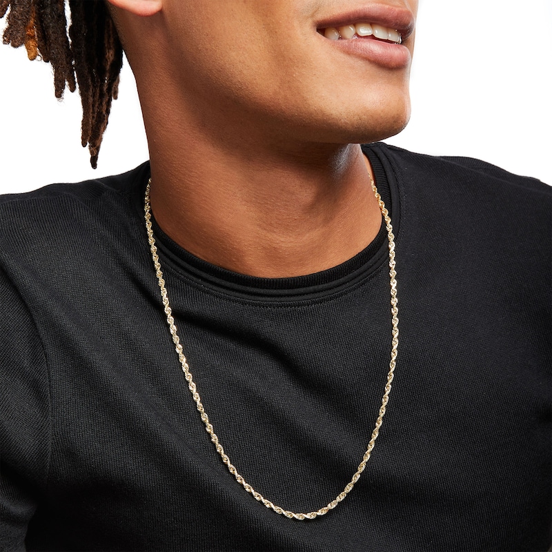 Main Image 2 of 3.85mm Glitter Rope Chain Necklace in Solid 14K Gold - 26"