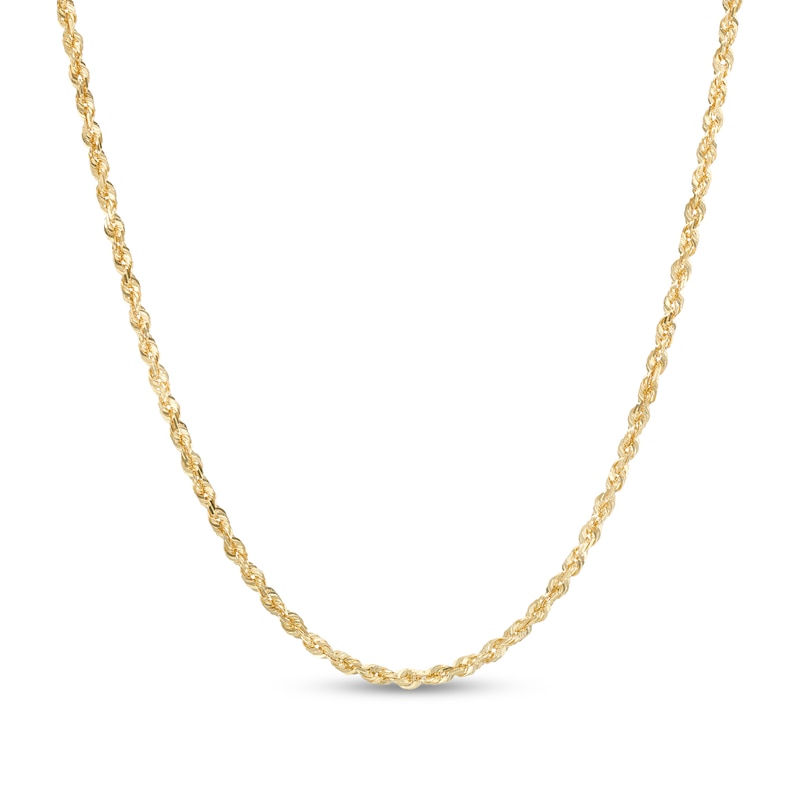 2.4mm Glitter Rope Chain Necklace in Solid 14K Gold - 20"