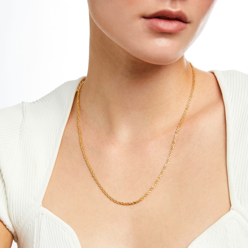 2.4mm Glitter Rope Chain Necklace in Solid 14K Gold - 20