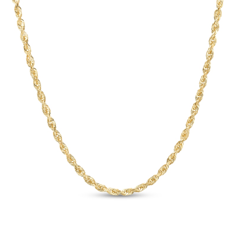 3.0mm Solid Glitter Rope Chain Necklace in 14K Gold - 20"