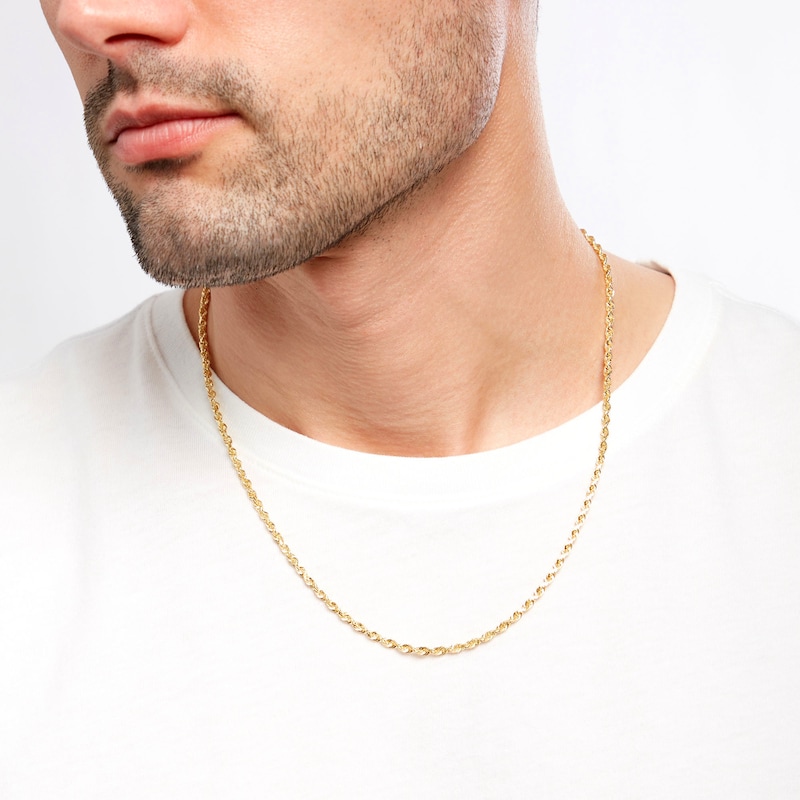 Main Image 2 of 3.0mm Glitter Rope Chain Necklace in Solid 14K Gold - 20"