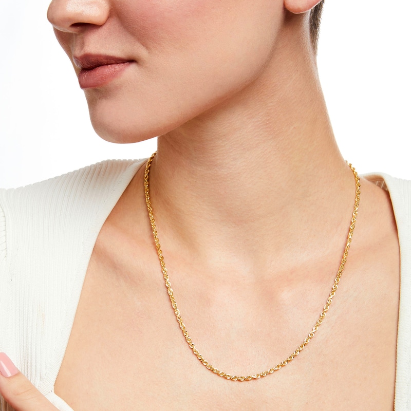 Main Image 3 of 3.0mm Glitter Rope Chain Necklace in Solid 14K Gold - 20"