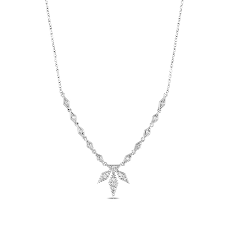 Main Image 1 of Enchanted Disney Elsa 1/5 CT. T.W. Diamond Snowflake Necklace in 10K White Gold