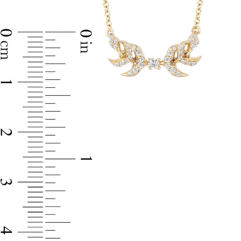 Main Image 3 of Enchanted Disney Anna 1/5 CT. T.W. Diamond Double Wheat Necklace in 10K Gold