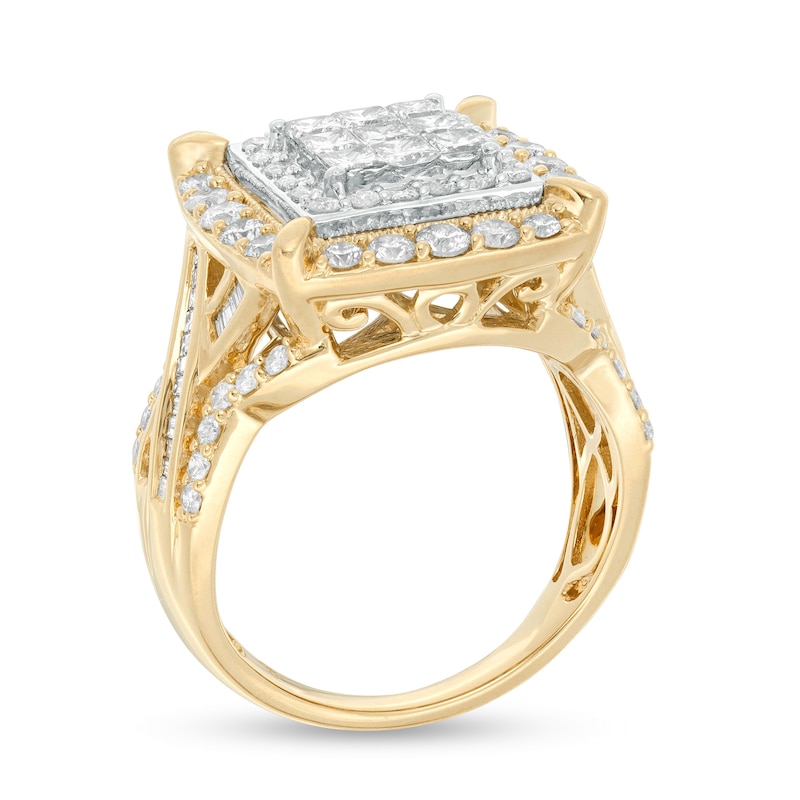 Main Image 2 of 2 CT. T.W. Princess-Cut Composite Diamond Frame Engagement Ring in 10K Gold