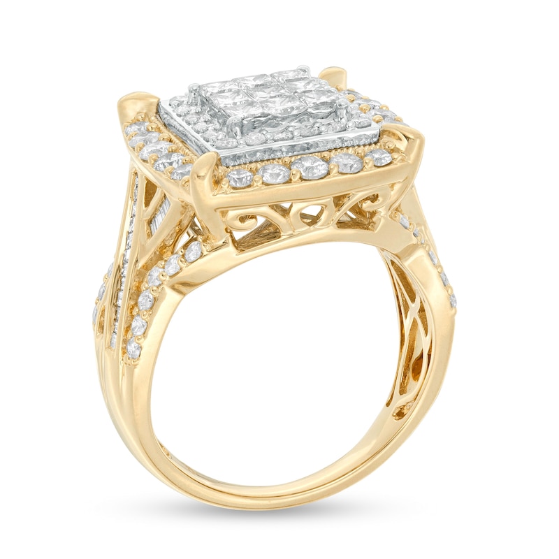 2 CT. T.W. Princess-Cut Composite Diamond Frame Engagement Ring in 10K Gold