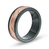 Thumbnail Image 3 of Triton Men's 8.0mm Multi-Finish Zig-Zag Groove Comfort Fit Wedding Band in Black and Rose Tungsten