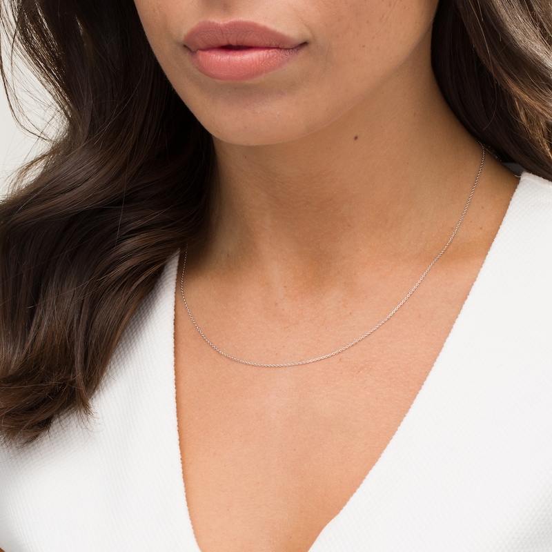 Main Image 2 of 0.9mm Cable Chain Necklace in Hollow 10K White Gold - 18"