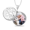 Thumbnail Image 0 of Engravable Photo Lotus Flower Swivel Disc Pendant in Sterling Silver (1 Image and 4 Lines)