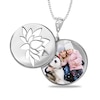 Thumbnail Image 1 of Engravable Photo Lotus Flower Swivel Disc Pendant in Sterling Silver (1 Image and 4 Lines)