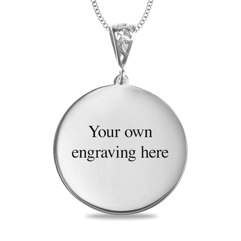 Main Image 3 of Engravable Photo Lotus Flower Swivel Disc Pendant in Sterling Silver (1 Image and 4 Lines)