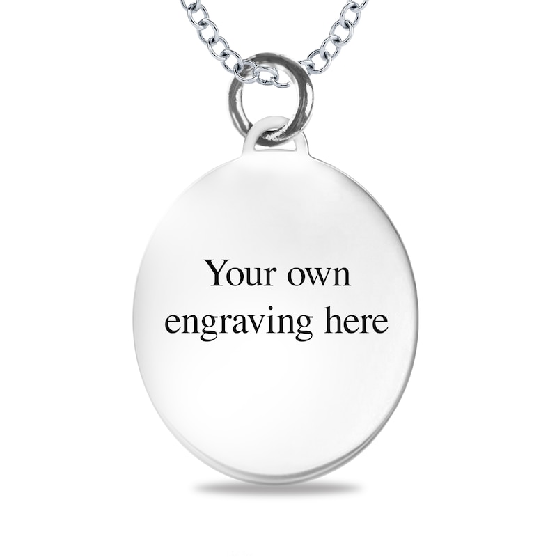Main Image 3 of Small Engravable Photo Oval Pendant in Sterling Silver (1 Image and 2 Lines)