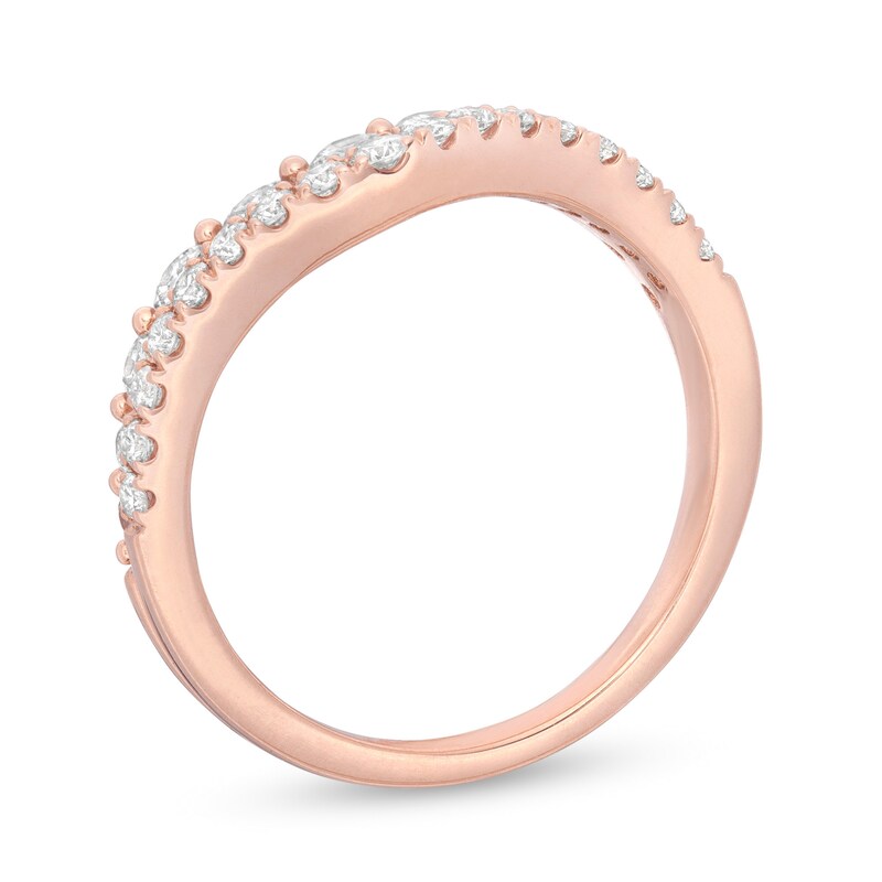 Main Image 2 of 1 CT. T.W. Diamond Double Row Contour Anniversary Band in 14K Rose Gold
