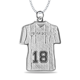 Engravable Name and Number Textured Soccer Jersey Sport Pendant in Sterling Silver (1 Number and 2 Lines)