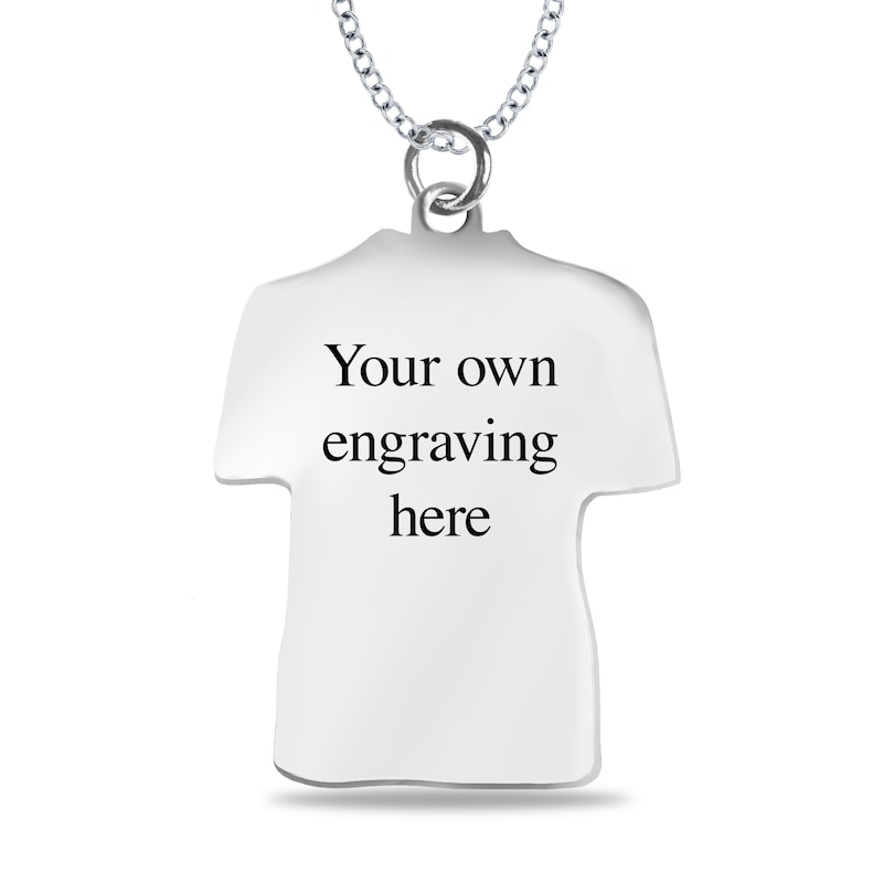 Main Image 3 of Engravable Name and Number Textured Soccer Jersey Sport Pendant in Sterling Silver (1 Number and 2 Lines)