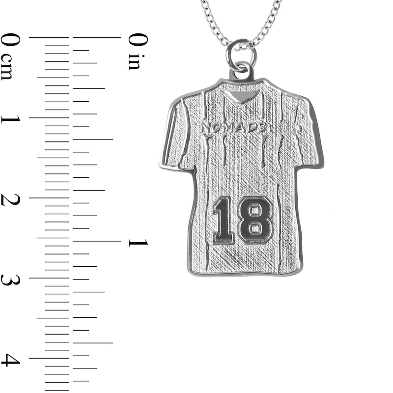 Main Image 4 of Engravable Name and Number Textured Soccer Jersey Sport Pendant in Sterling Silver (1 Number and 2 Lines)