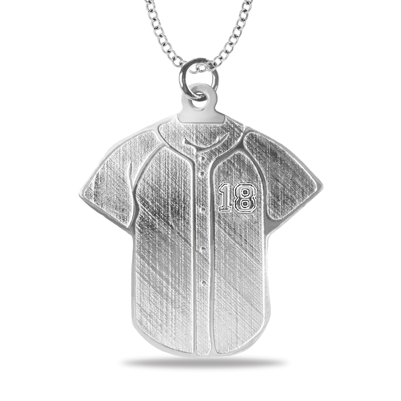 Main Image 1 of Engravable Player Name and Number Textured Baseball Jersey Sport Pendant in Sterling Silver (1 Number and Line)
