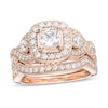 Thumbnail Image 0 of 2 CT. T.W. Princess-Cut Diamond Twist Shank Vintage-Style Bridal Set in 14K Rose Gold