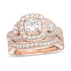 Thumbnail Image 1 of 2 CT. T.W. Princess-Cut Diamond Twist Shank Vintage-Style Bridal Set in 14K Rose Gold