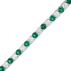 Thumbnail Image 0 of 4.0mm Lab-Created Emerald and White Sapphire Alternating Tennis Bracelet in Sterling Silver - 7.5"