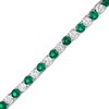 Thumbnail Image 1 of 4.0mm Lab-Created Emerald and White Sapphire Alternating Tennis Bracelet in Sterling Silver - 7.5"