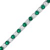 Thumbnail Image 0 of 4.0mm Lab-Created Emerald and White Sapphire Alternating Tennis Bracelet in Sterling Silver - 7.5"