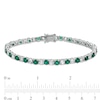 Thumbnail Image 3 of 4.0mm Lab-Created Emerald and White Sapphire Alternating Tennis Bracelet in Sterling Silver - 7.5"