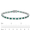 Thumbnail Image 3 of 4.0mm Lab-Created Emerald and White Sapphire Alternating Tennis Bracelet in Sterling Silver - 7.5"