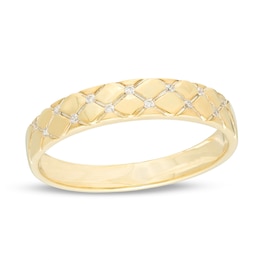 1/20 CT. T.W. Diamond Quilted Wedding Band in 10K Gold