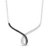 Thumbnail Image 1 of 1/2 CT. T.W. Enhanced Black and White Diamond Looped Chevron Necklace in Sterling Silver