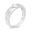 Thumbnail Image 3 of Men's 1/10 CT. T.W. Diamond Geometric Wedding Band in Sterling Silver - Size 10