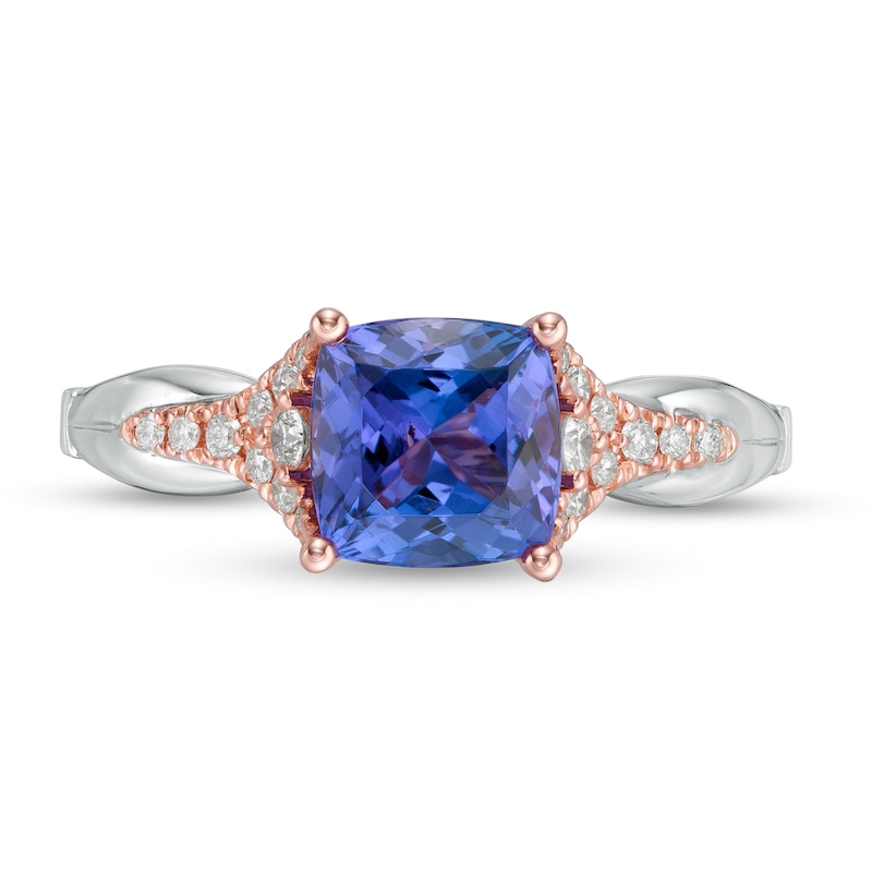 Main Image 3 of Special Edition Enchanted Disney Ariel 7.0mm Tanzanite and 1/5 CT. T.W. Diamond Engagement Ring in 14K Two-Tone Gold