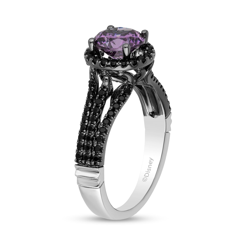 Enchanted Disney Villains Ursula Amethyst and 1/2 CT. T.W. Black Diamond Engagement Ring in 14K White Gold