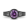 Thumbnail Image 4 of Enchanted Disney Villains Ursula Amethyst and 1/2 CT. T.W. Black Diamond Engagement Ring in 14K White Gold