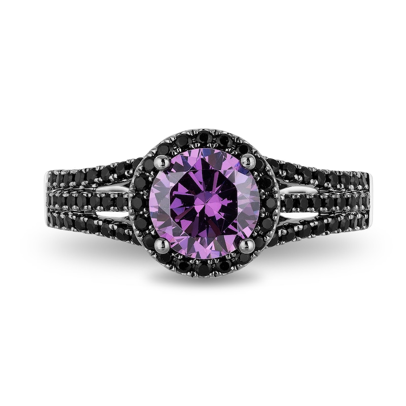 Main Image 4 of Enchanted Disney Villains Ursula Amethyst and 1/2 CT. T.W. Black Diamond Engagement Ring in 14K White Gold