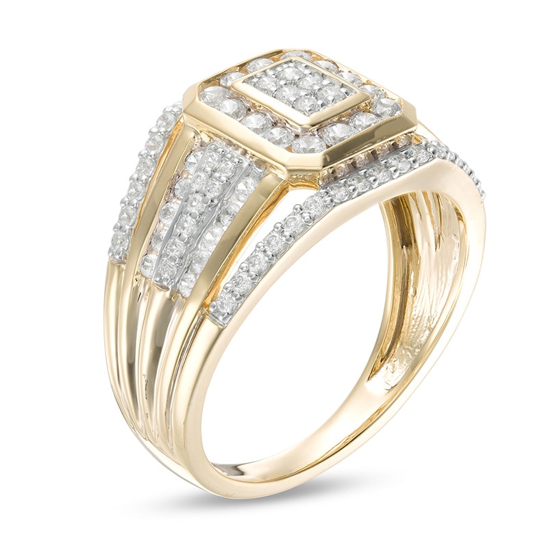 Main Image 3 of 1 CT. T.W. Composite Diamond Multi-Row Ring in 10K Gold