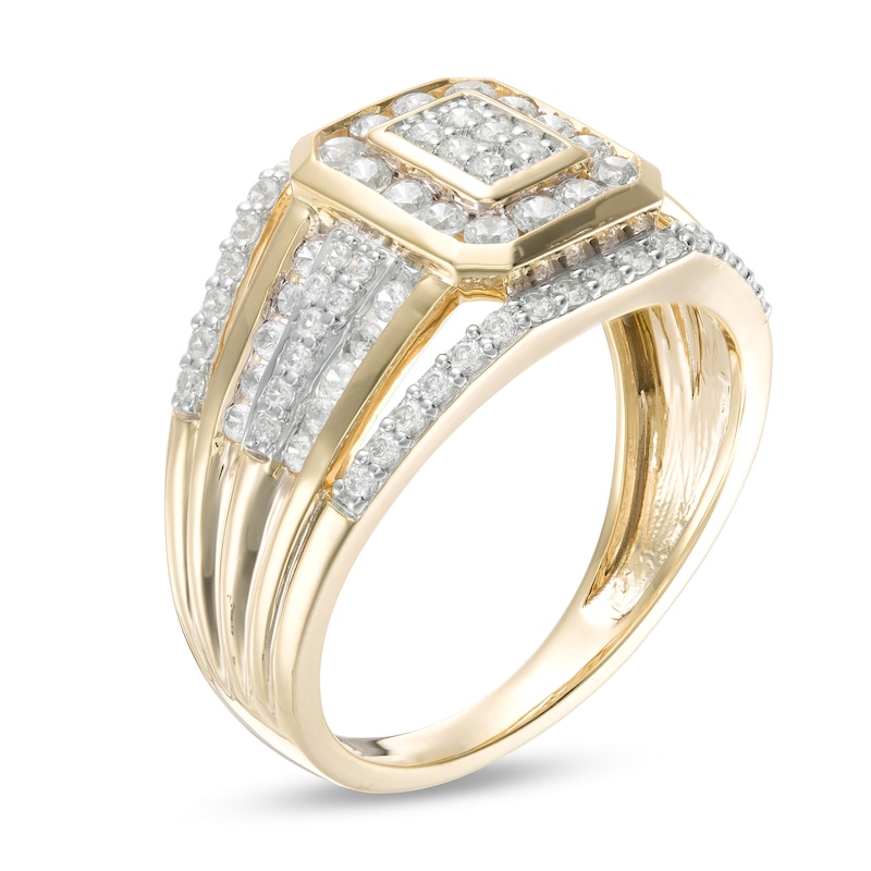 Main Image 3 of Men's 1 CT. T.W. Composite Diamond Multi-Row Ring in 10K Gold