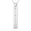 Thumbnail Image 1 of Engravable Name Basketball Vertical Bar Sport Pendant in 10K White, Yellow or Rose Gold (2 Lines)