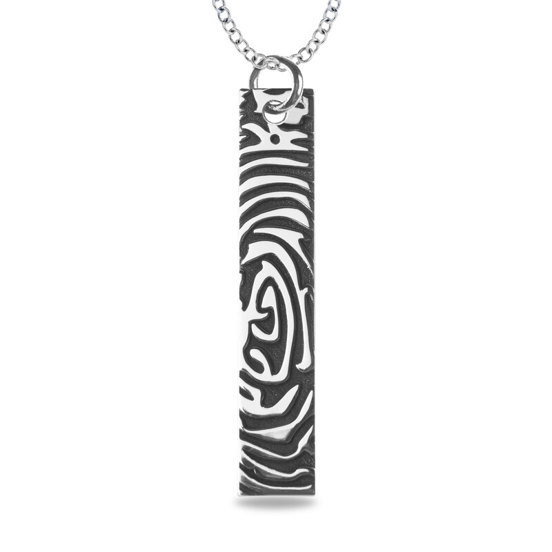 Main Image 1 of Engravable Print Vertical Bar Pendant in 10K White, Yellow or Rose Gold (1 Line)