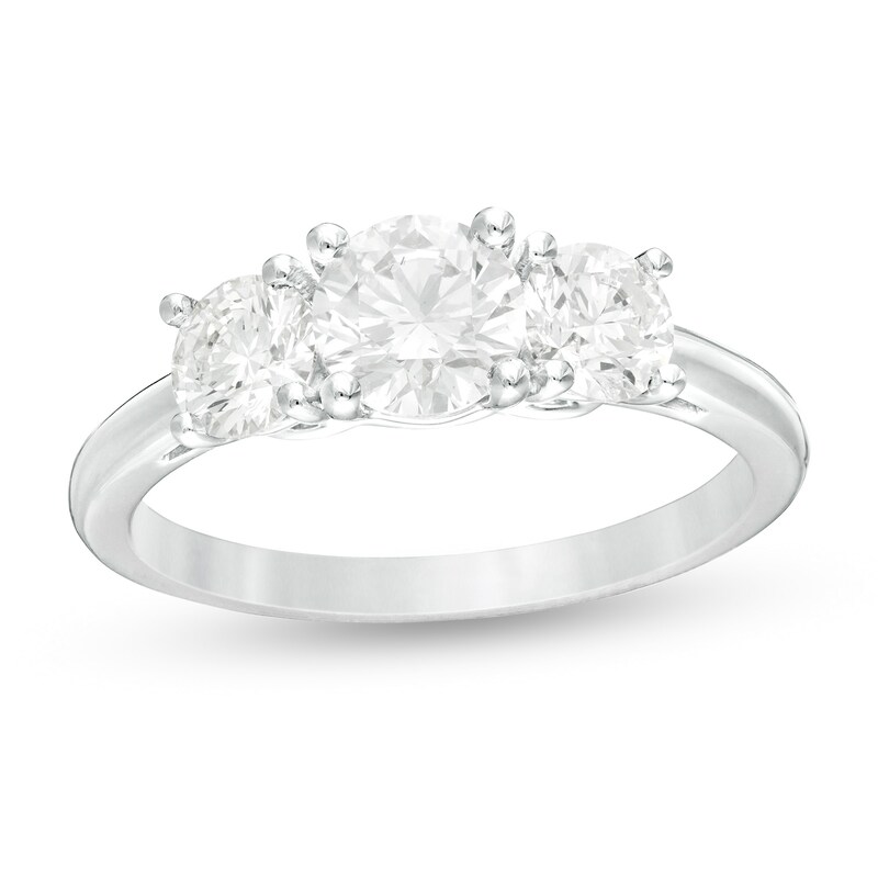 1-1/2 CT. T.W. Certified Lab-Created Diamond Past Present Future® Engagement Ring in 14K White Gold (G/SI2)