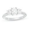 Thumbnail Image 1 of 1-1/2 CT. T.W. Certified Oval Lab-Grown Diamond Past Present Future® Engagement Ring in 14K White Gold (G/SI2)