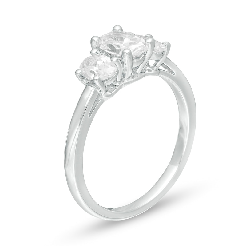 1-1/2 CT. T.W. Certified Oval Lab-Created Diamond Past Present Future® Engagement Ring in 14K White Gold (G/SI2)