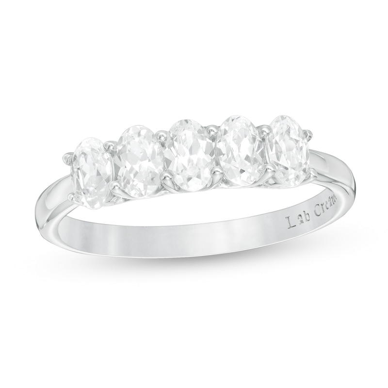 Main Image 1 of 1 CT. T.W.  Oval Lab-Grown Diamond Five Stone Anniversary Band in 14K White Gold (F/SI2)
