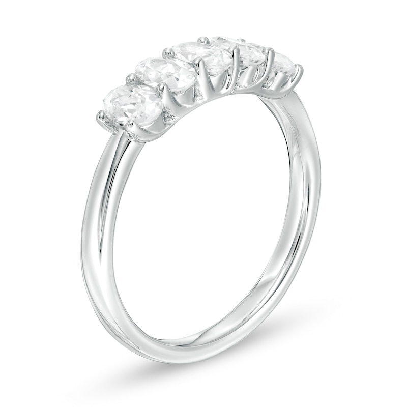Main Image 3 of 1 CT. T.W.  Oval Lab-Grown Diamond Five Stone Anniversary Band in 14K White Gold (F/SI2)