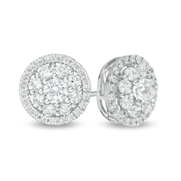 1 CT. T.W. Certified Lab-Grown Diamond Double Frame Stud Earrings in 14K White Gold (F/SI2)