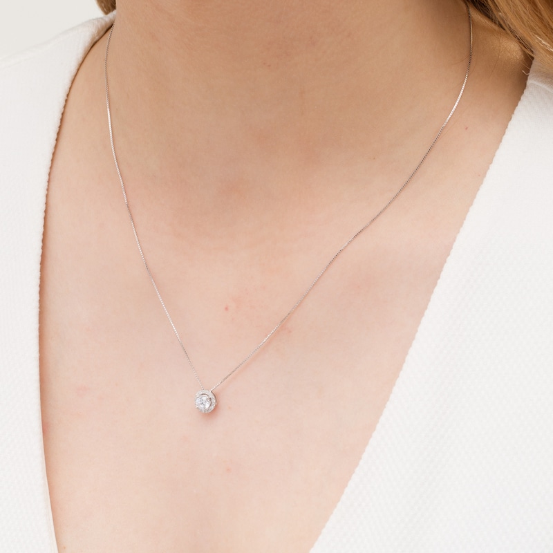 Main Image 2 of 1/2 CT. T.W. Certified Lab-Grown Diamond Frame Pendant in 14K White Gold (F/SI2)