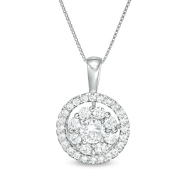 1 CT. T.W. Certified Lab-Grown Diamond Double Frame Pendant in 14K White Gold (F/SI2)
