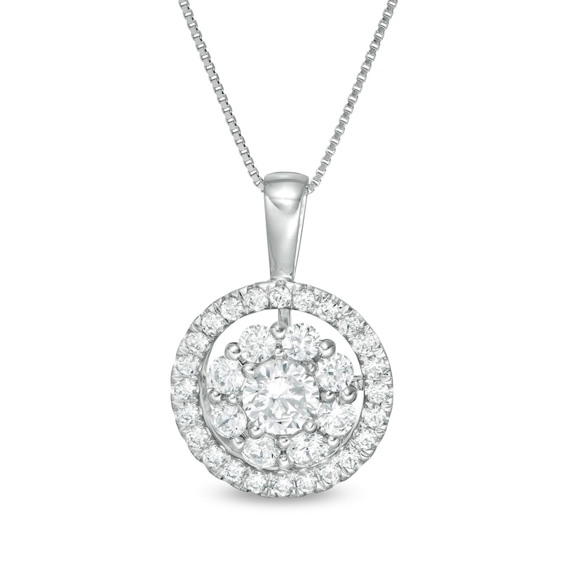 Main Image 1 of 1 CT. T.W. Certified Lab-Grown Diamond Double Frame Pendant in 14K White Gold (F/SI2)